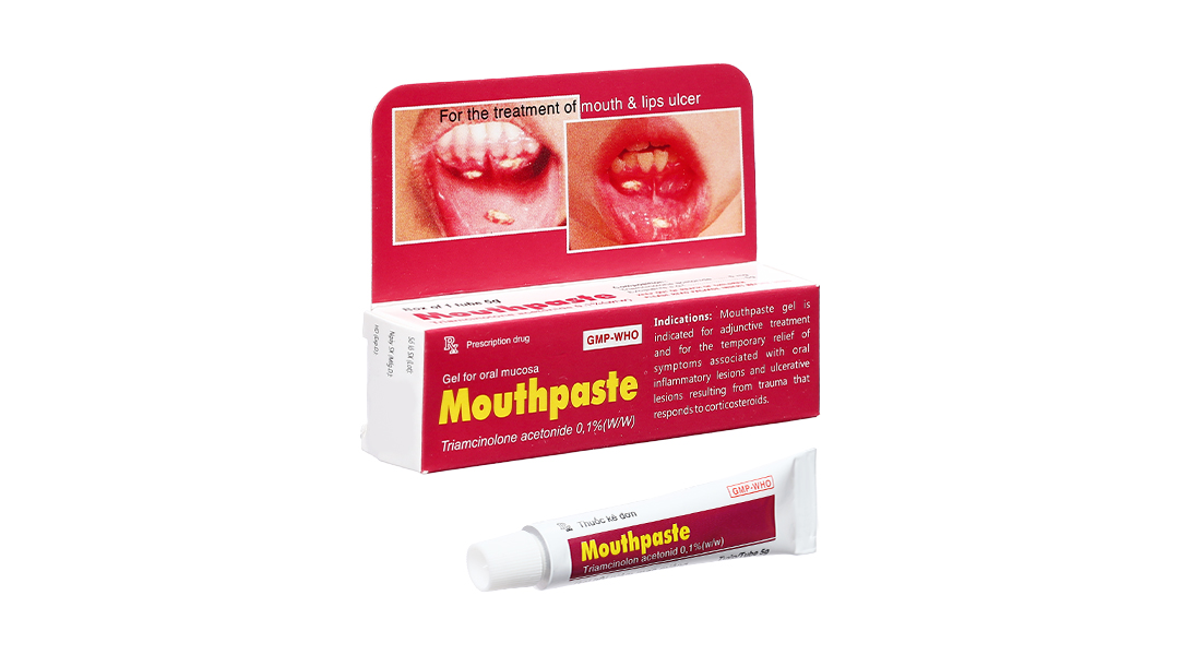 Kem bôi Mouthpaste 0.1% trị viêm ở niêm mạc miệng, lợi và môi tuýp ...