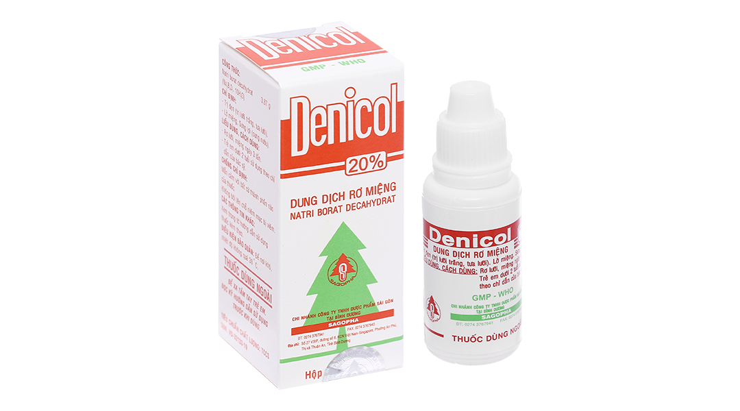Dung dịch rơ miệng Denicol 20% trị tưa lưỡi, lở miệng, sưng lợi ...