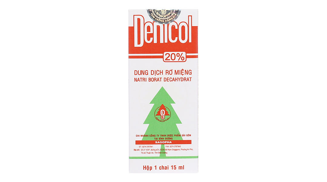 Dung dịch rơ miệng Denicol 20% trị tưa lưỡi, lở miệng, sưng lợi ...
