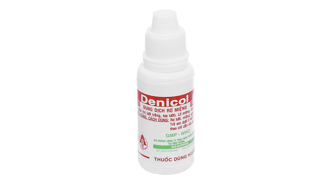 Dung dịch rơ miệng Denicol 20% trị sưng nướu, lở miệng