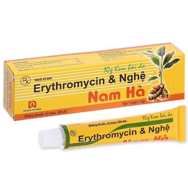 Kem bôi Erythromycin & Nghệ Nam Hà trị mụn, làm liền da