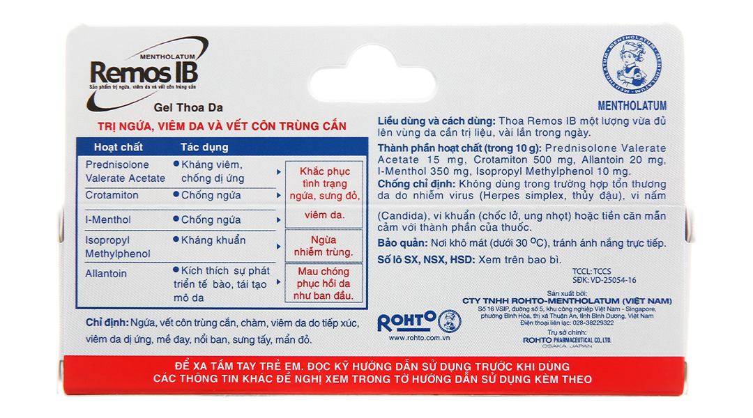Gel bôi Remos IB trị viêm da, côn trùng đốt