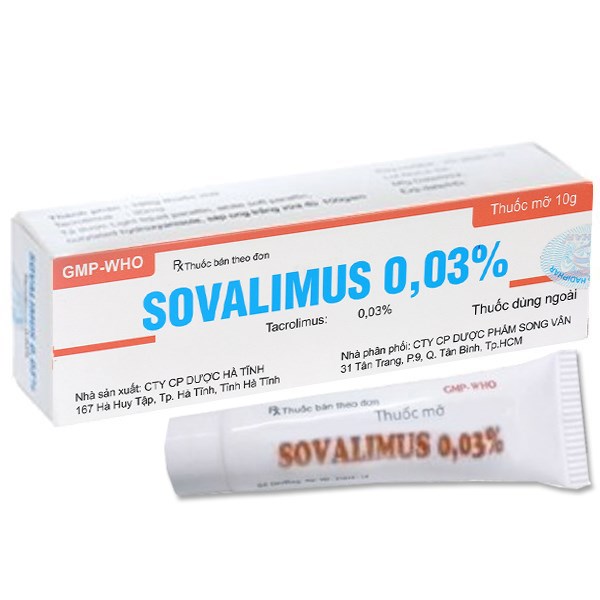 Thuốc mỡ bôi da Sovalimus 0.03% trị chàm thể tạng