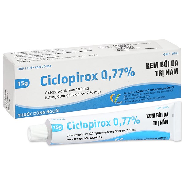 Kem bôi da Ciclopirox 0,77% VCP điều trị tại chỗ các bệnh nấm da