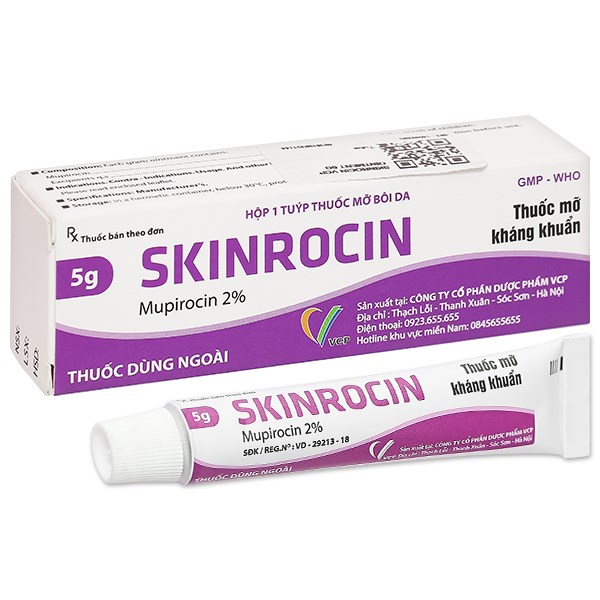 Thuốc mỡ bôi da Skinrocin VCP 2% điều trị nhiễm khuẩn ngoài da