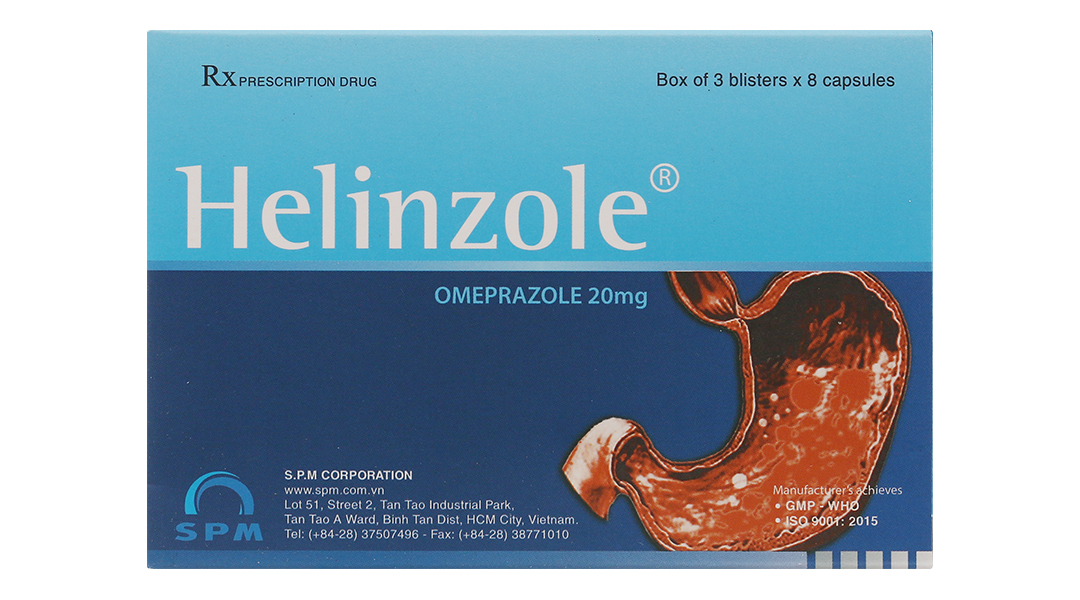 Helinzole 20mg trị trào ngược dạ dày, thực quản