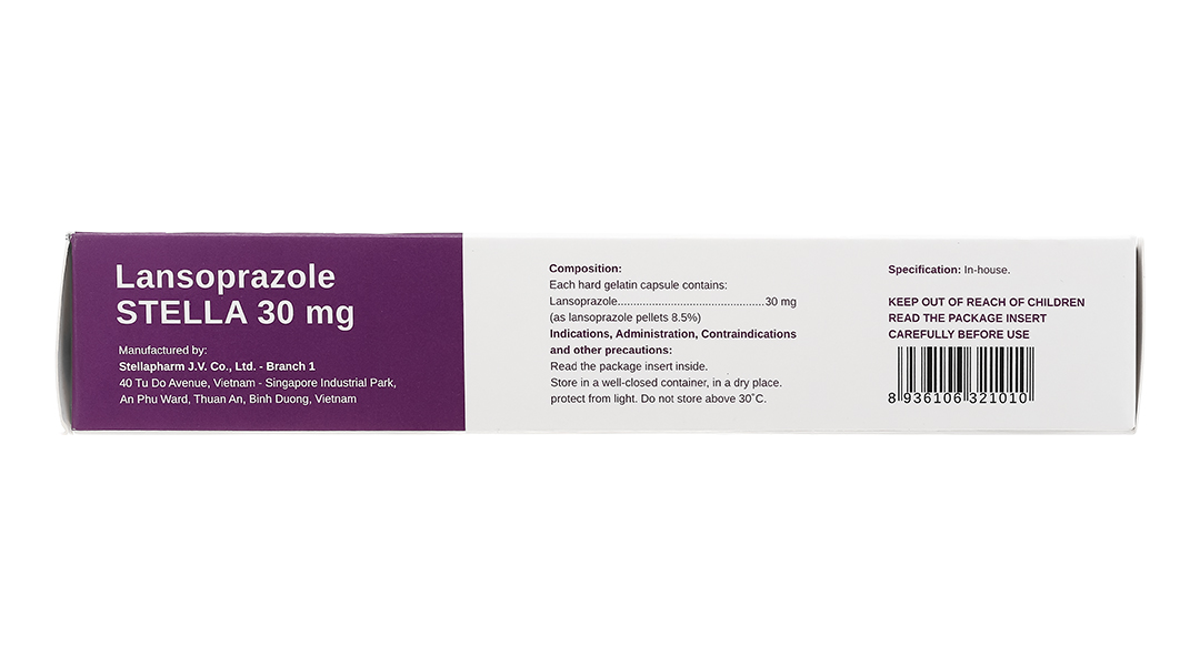 Lansoprazole Stella 30mg trị trào ngược dạ dày, thực quản