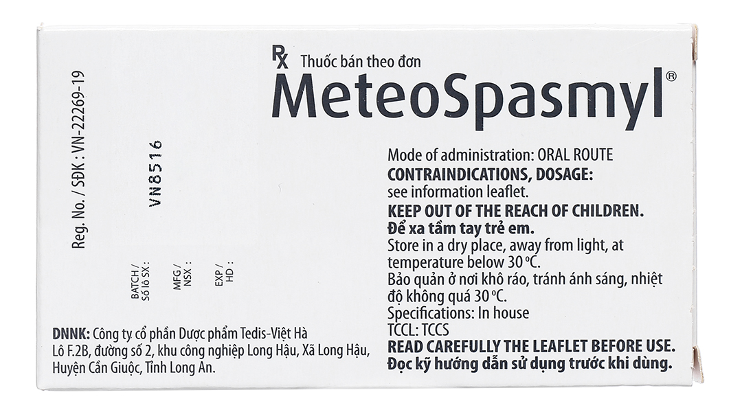 MeteoSpasmyl trị trướng bụng, rối loạn chức năng ruột