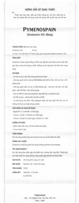 Pymenospain 40mg giảm đau do co thắt tiêu hóa