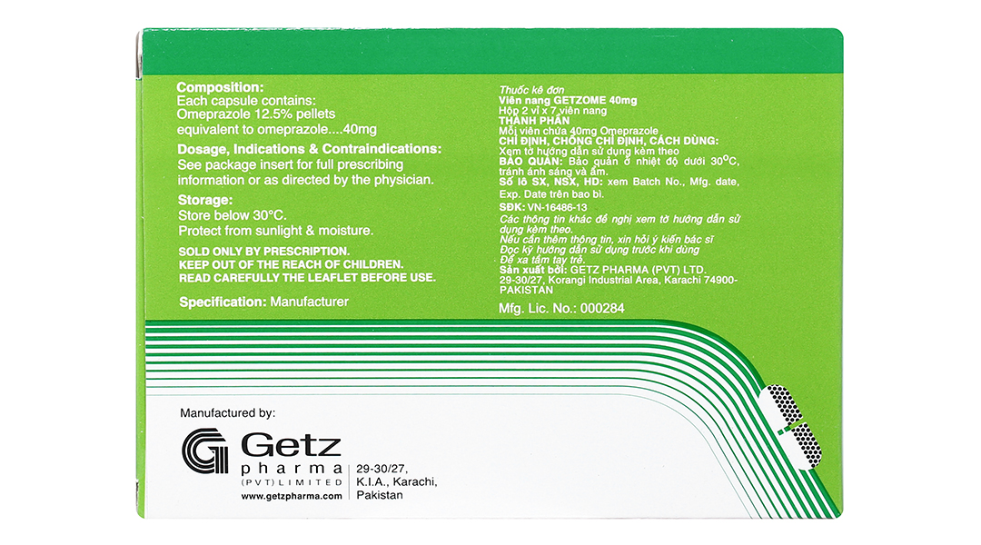 Getzome 40 trị trào ngược dạ dày, thực quản