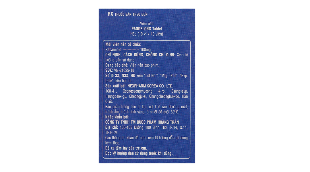 Pangelong Tablet 100mg trị viêm loét dạ dày