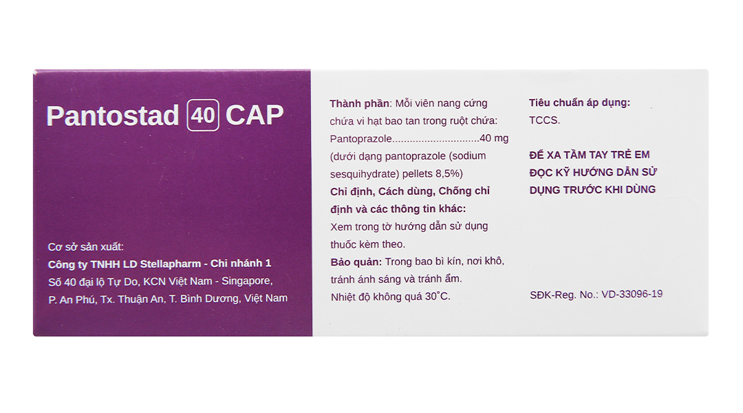Pantostad 40 Cap trị trào ngược dạ dày, thực quản