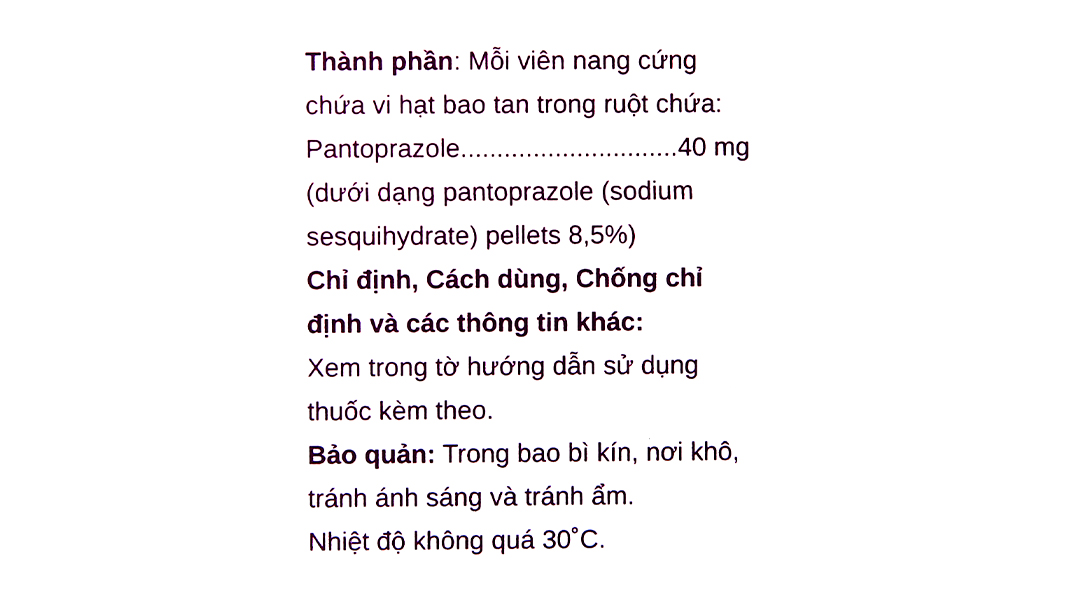 Pantostad 40 Cap trị trào ngược dạ dày, thực quản