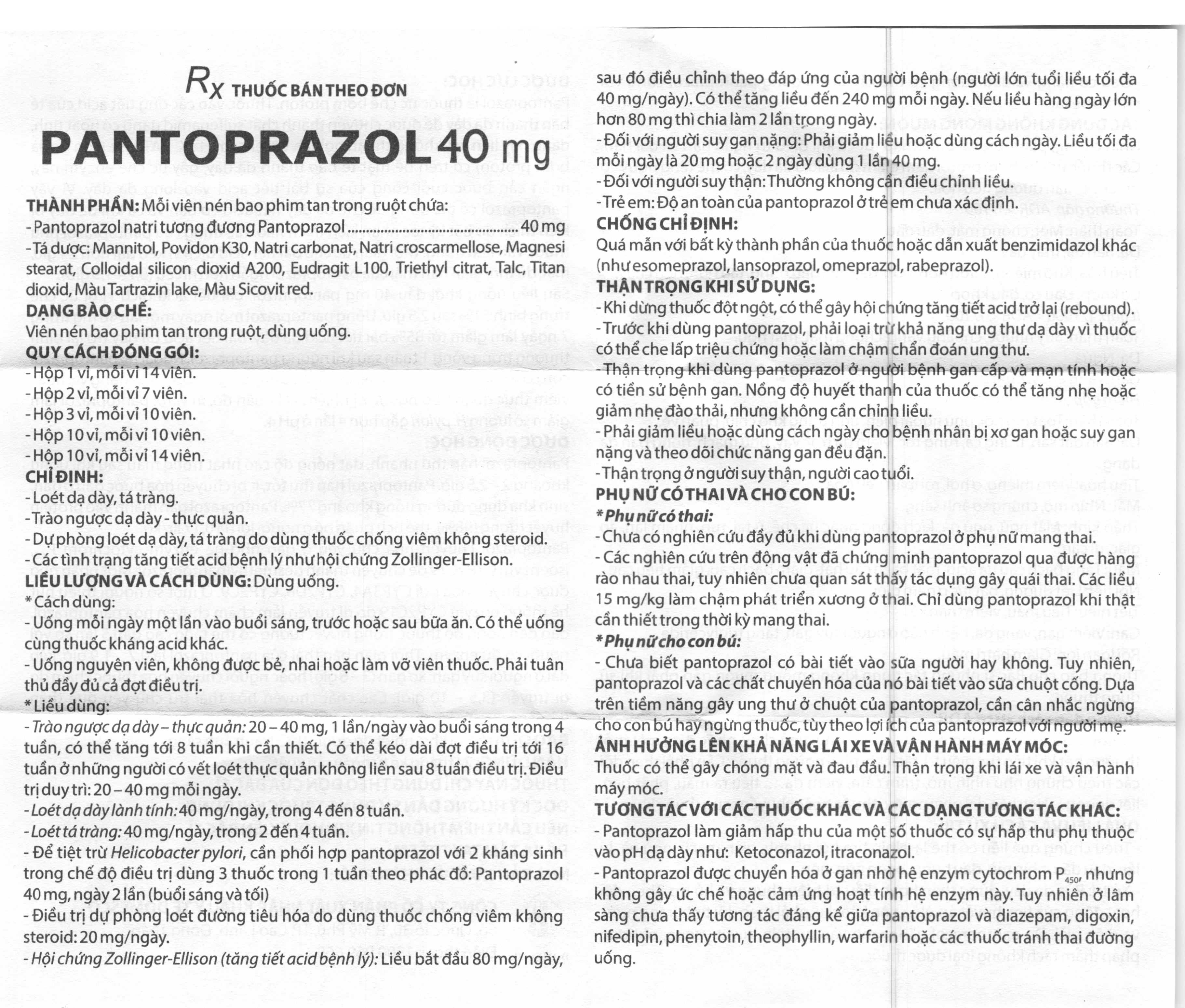 Pantoprazol Domesco 40mg trị loét dạ dày
