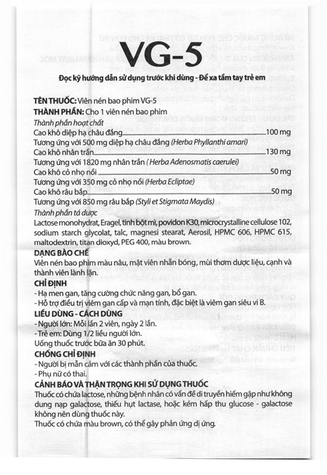 VG-5 hạ men gan, tăng cường chức năng ga, bổ gan