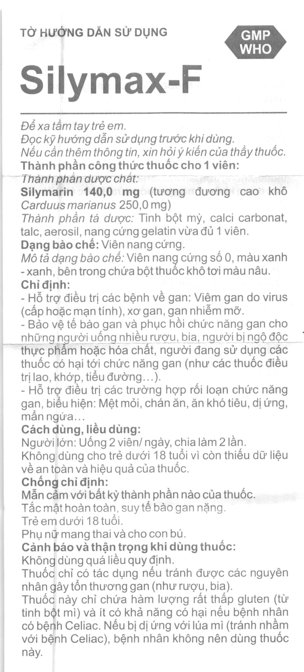 Silymax-F 140mg điều trị viêm gan do virus, xơ gan (6 vỉ x 10 viên) - 8