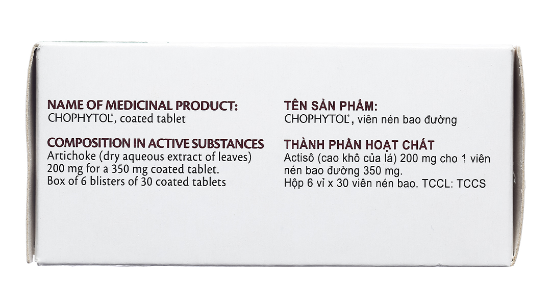 Chophytol Artichoke 200mg giúp lợi tiểu, thông mật