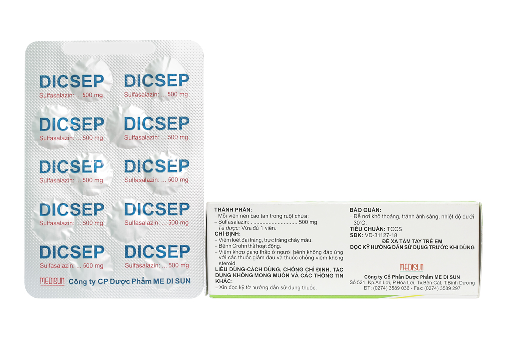 Dicsep 500mg trị viêm loét đại tràng