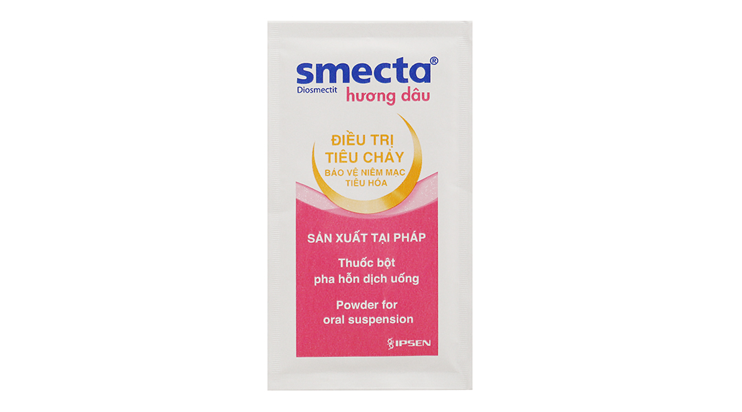Thuốc bột pha hỗn dịch uống Smecta hương dâu 3g trị tiêu chảy
