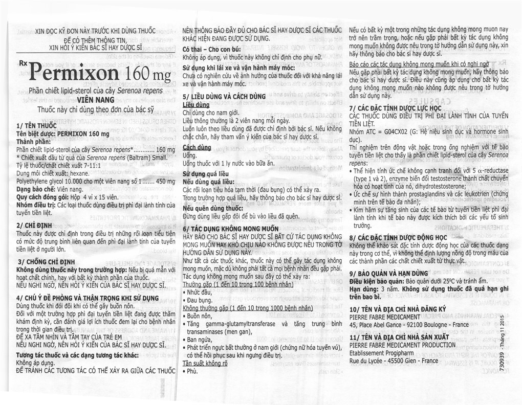 Permixon 160mg trị rối loạn tiểu tiện do phì đại tuyến tiền liệt