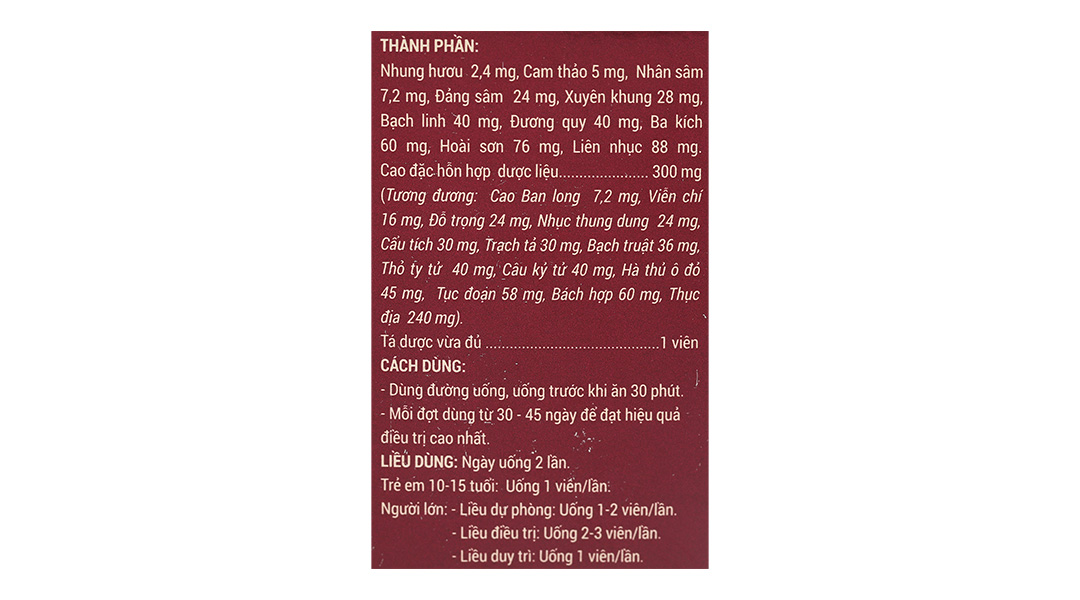 Sâm Nhung Bổ Thận TW3 bổ thận tráng dương