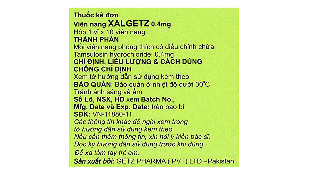 Xalgetz 0.4mg trị phì đại tuyến tiền liệt