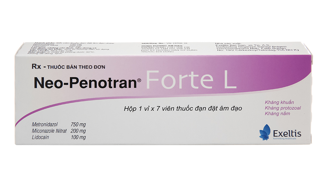 Viên đặt âm đạo Neo-Penotran Forte L trị viêm âm đạo