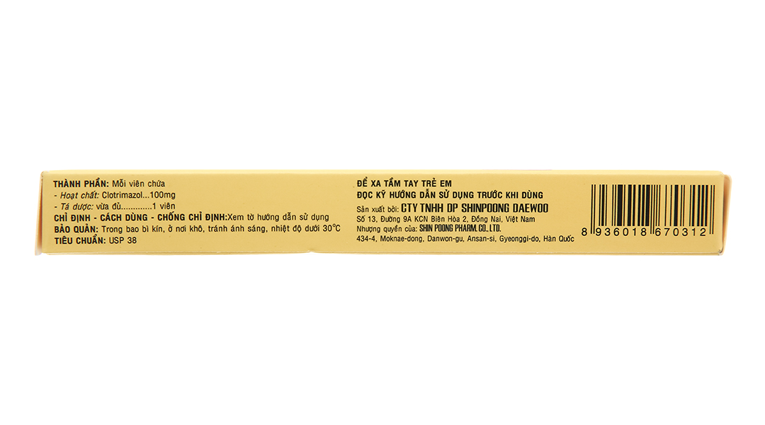 Viên đặt âm đạo Shinpoong Cristan 100mg trị nhiễm nấm âm đạo