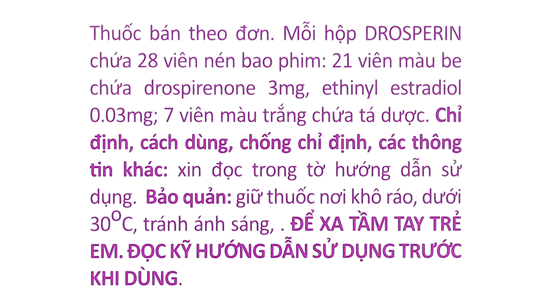 Drosperin thuốc tránh thai hằng ngày