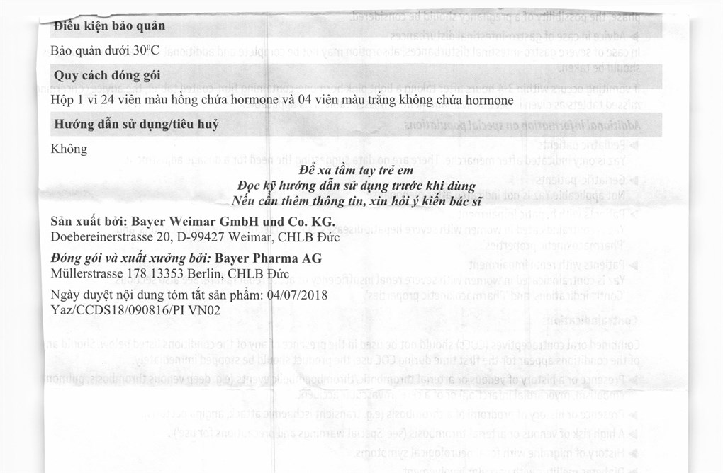 Yaz thuốc tránh thai hằng ngày (1 vỉ x 28 viên) 04/2023 ...