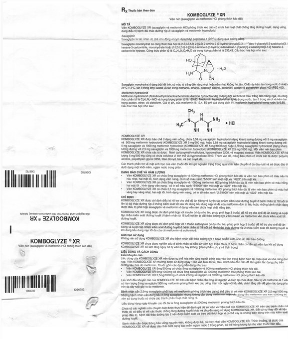 Komboglyze XR 5mg/1000mg trị đái tháo đường