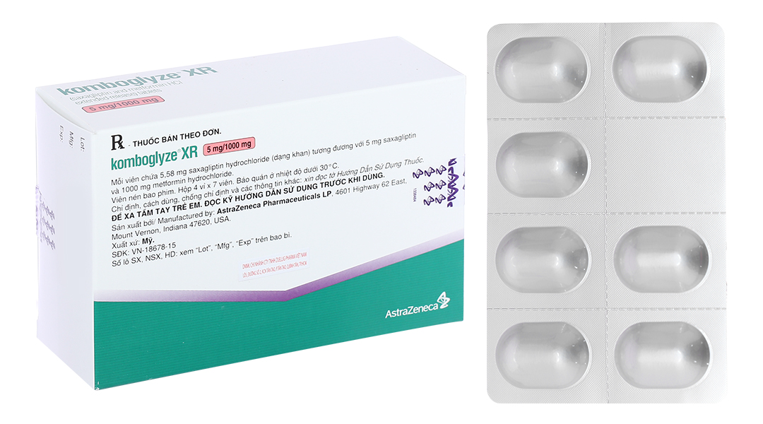 Komboglyze XR 5mg/1000mg trị đái tháo đường
