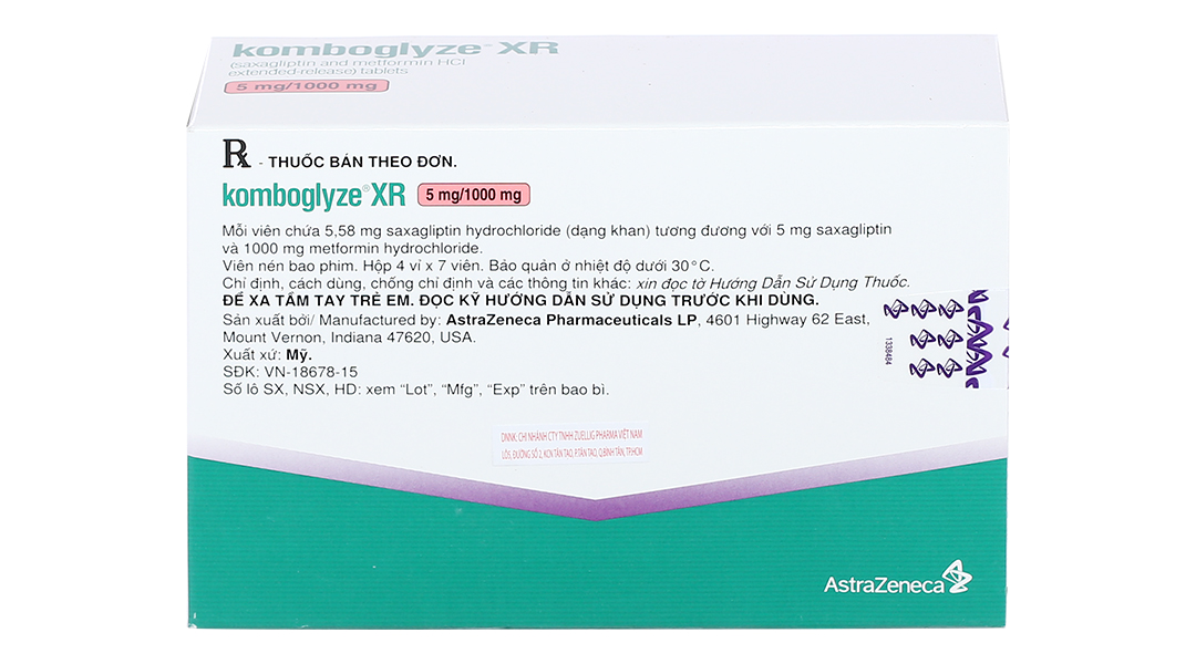 Komboglyze XR 5mg/1000mg trị đái tháo đường
