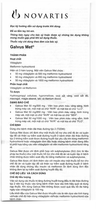 Galvus Met 50mg/500mg trị đái tháo đường