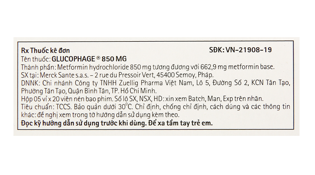 Glucophage 850mg trị đái tháo đường