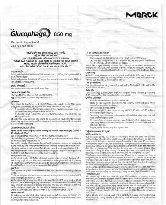 Glucophage 850mg trị đái tháo đường