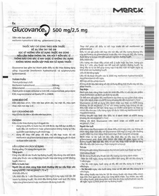 Thuốc Glucovance 500mg/2.5mg hộp 30 viên-Nhà thuốc An Khang