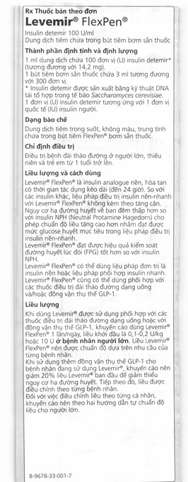 Bút tiêm Levemir FlexPen 100U/ml trị đái tháo đường