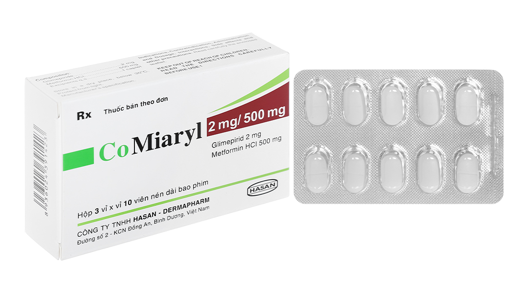 CoMiaryl 2mg/500mg trị đái tháo đường