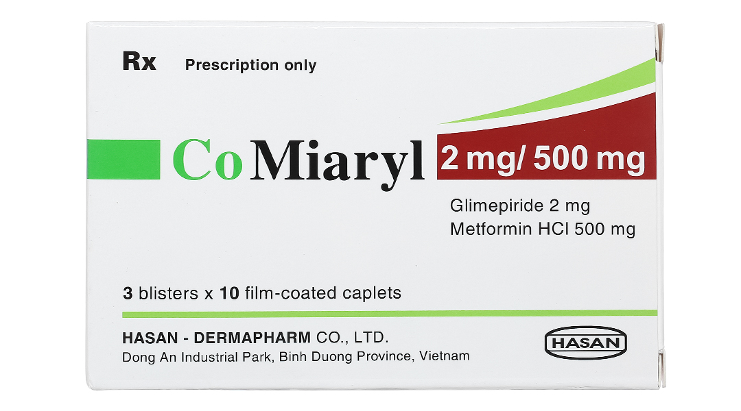 CoMiaryl 2mg/500mg trị đái tháo đường