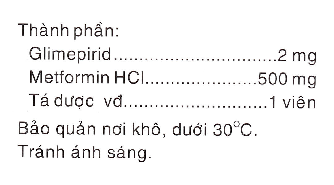 CoMiaryl 2mg/500mg trị đái tháo đường