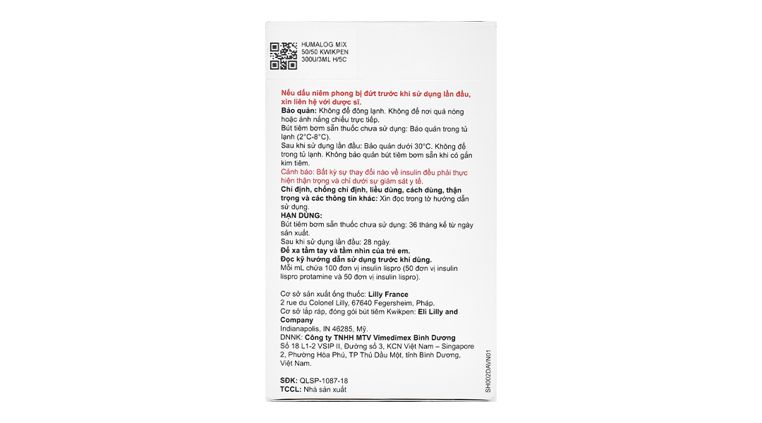 Bút tiêm Humalog Mix 50/50 KwikPen 100IU/ml trị đái tháo đường