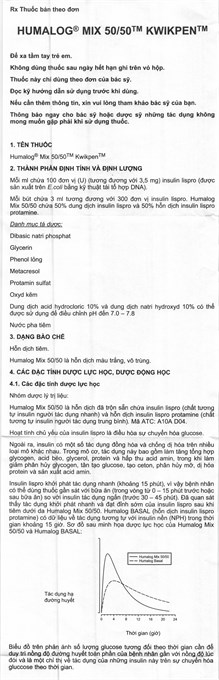 Bút tiêm Humalog Mix 50/50 KwikPen 100IU/ml trị đái tháo đường