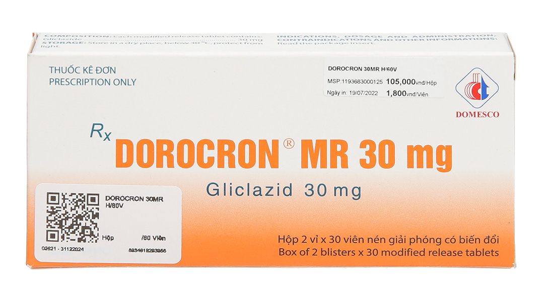 Dorocron MR 30mg trị đái tháo đường