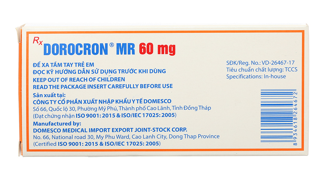 Dorocron MR 60mg trị đái tháo đường