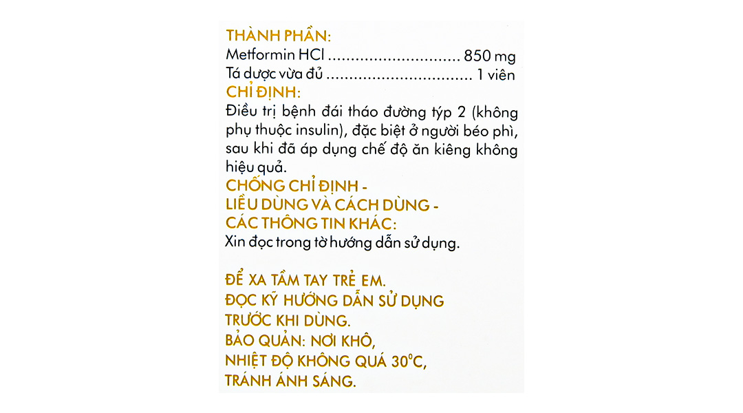 Glumeform 850 trị đái tháo đường
