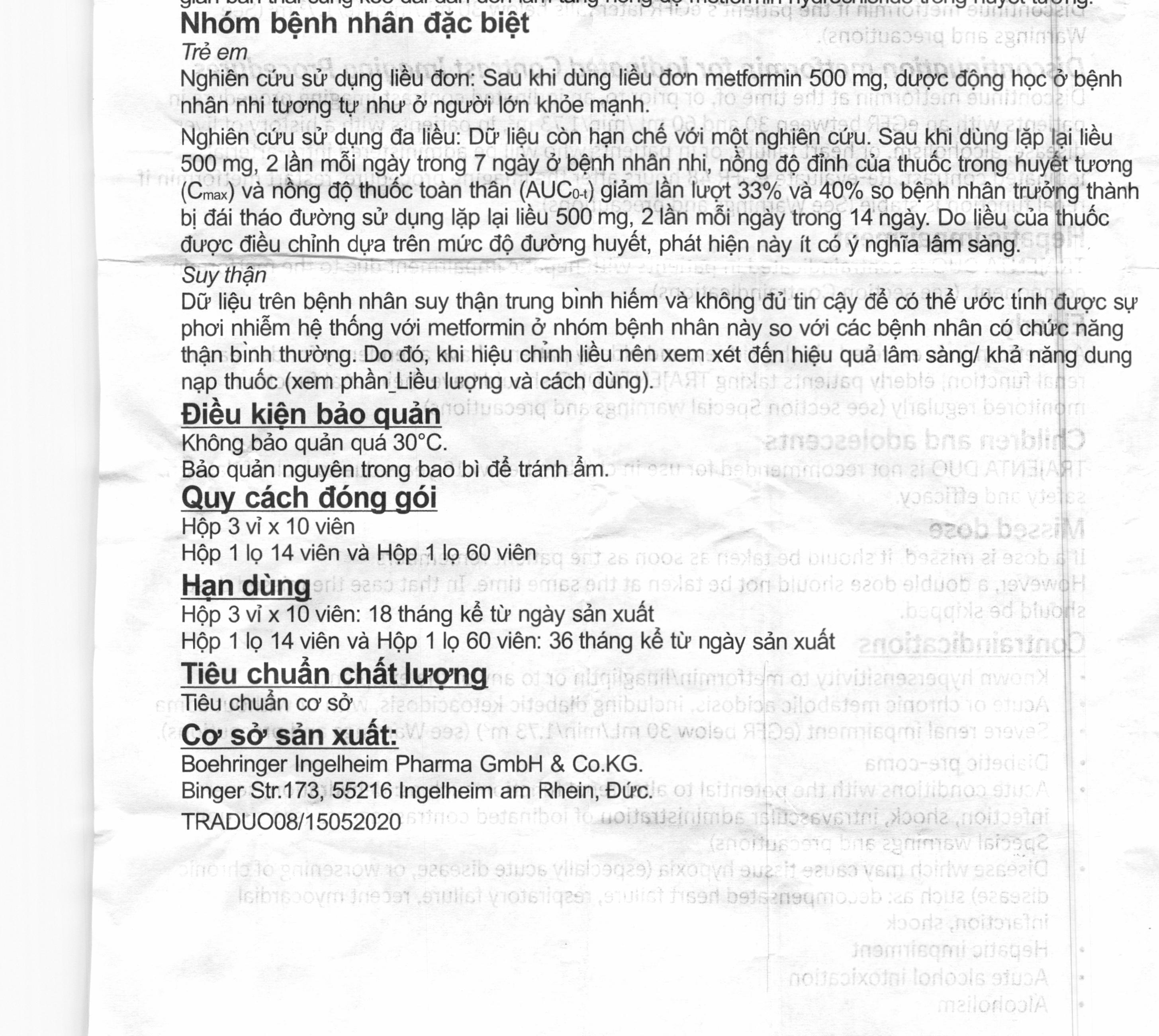 Trajenta Duo 2.5mg/850mg trị đái tháo đường lọ 14 viên - 9