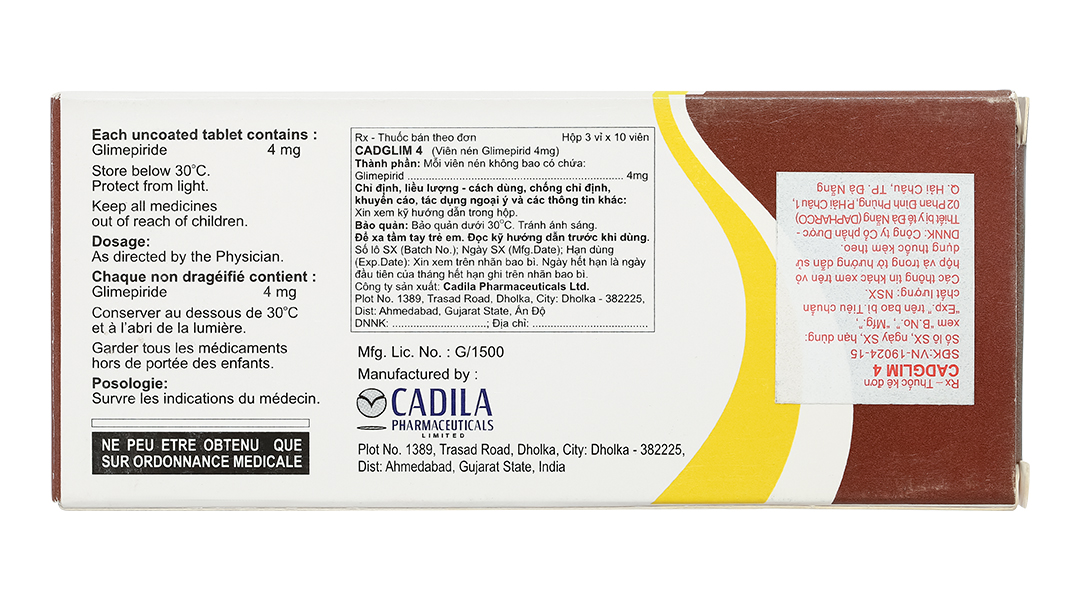 Cadglim 4 trị đái tháo đường