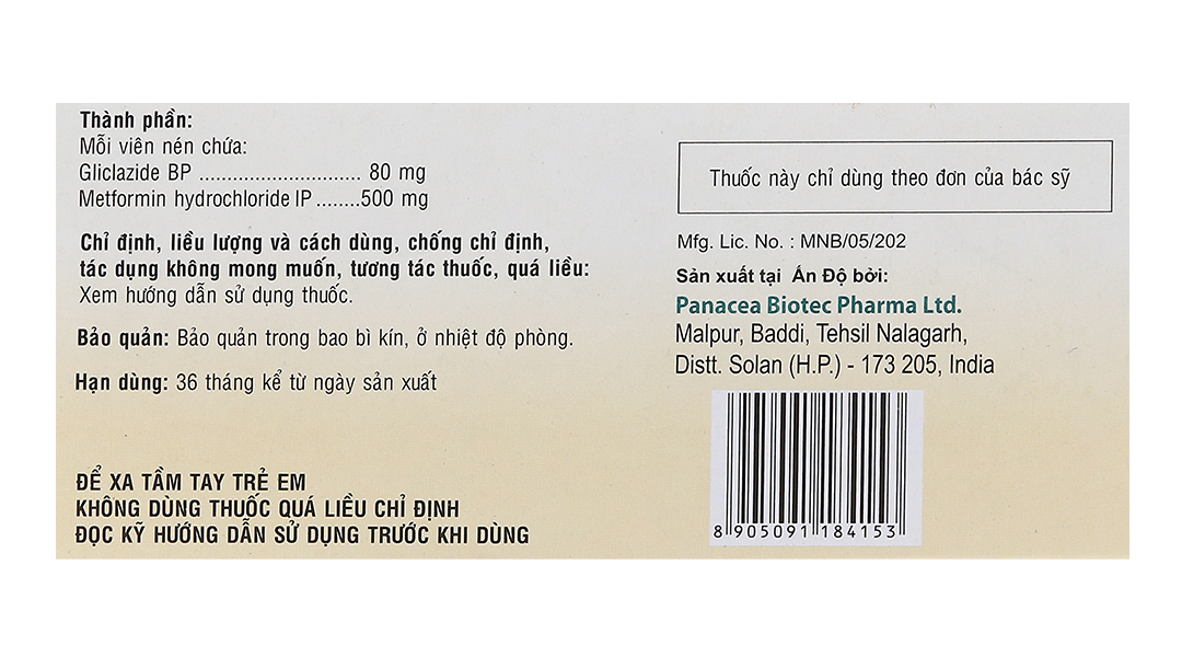Glizym-M 80mg/500mg trị đái tháo đường