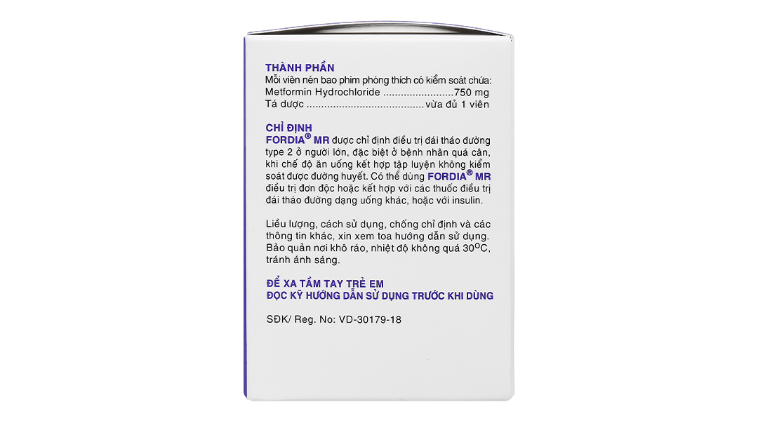 Fordia MR 750mg điều trị tiểu đường type 2 đơn độc hoặc kết hợp (6 vỉ x 10 viên) - 2
